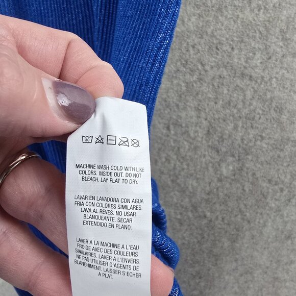 JustFab Blue Ribbed Knit Maxi Dress With Slit XXL Sleeveless Stretchy - Picture 6 of 8